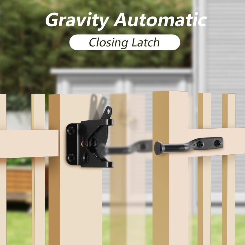 HOME MASTER HARDWARE Wood Gate Hardware Set- Heavy Duty 6" Gate Tee Hinge,Pull Set Gate Hardware Kit with Screws for Outdoor Fence Swing Gate Black Finish - Image 3